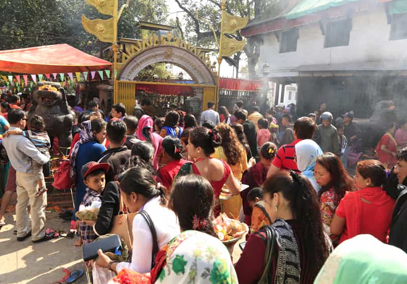 Devotees at the temple