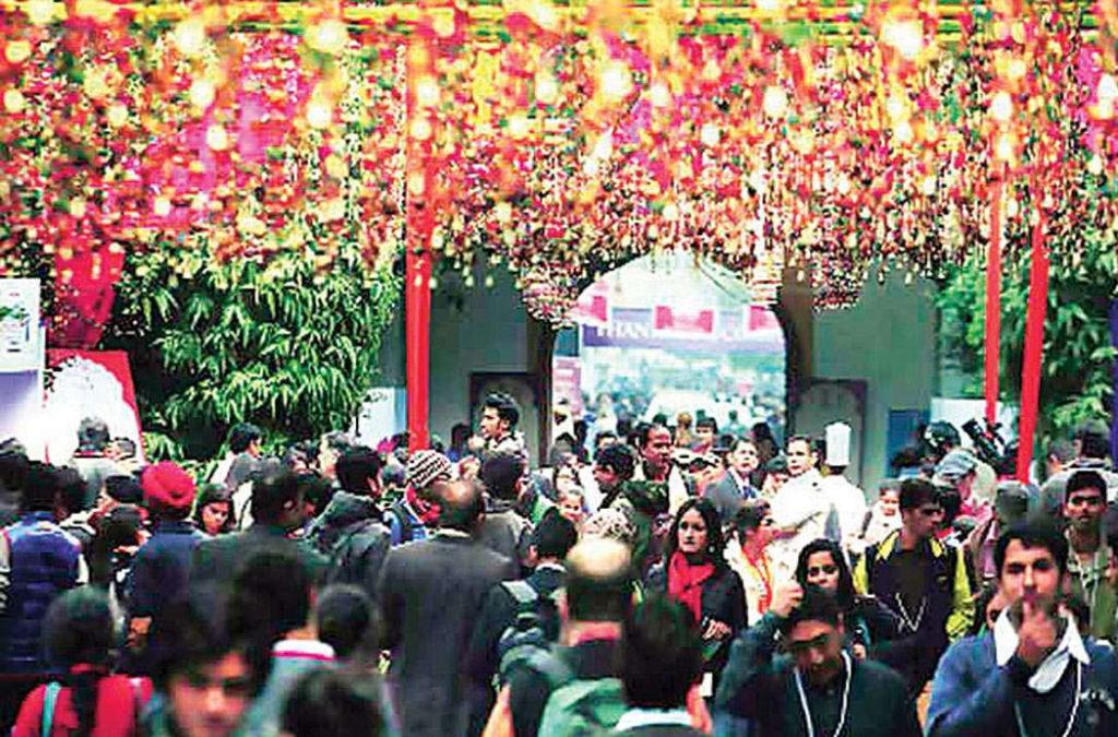 Visitors attending the Jaipur Literature Festival 2023